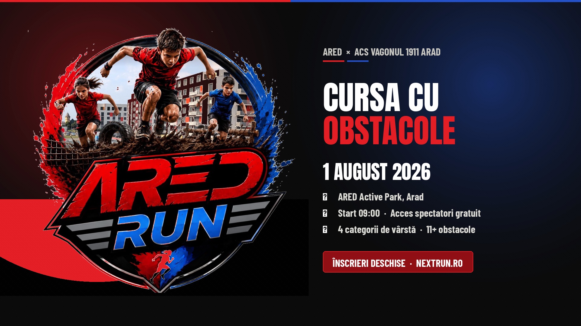 ARED RUN 2026 — cursă caritabilă cu obstacole, ARED Active Park, Arad